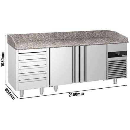 GGM Gastro Pizzakühltisch PREMIUM - 2100x800mm - mit 2 Türen & 5 Schubladen