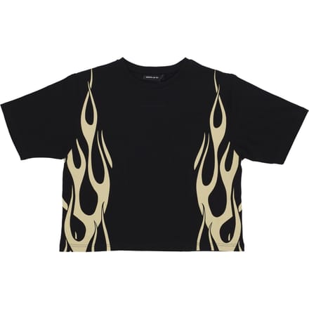 Dames kort T-shirt Flames Tee zwart/gebroken wit