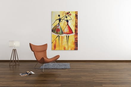 Canvas Schilderij - Abstracte Vrouwen - Wanddecoratie - Kunst - 150x100x2 cm