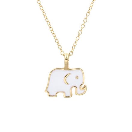 Fako Bijoux® - Ketting - Olifantje Wit - Goudkleurig