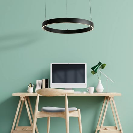 Searchlight LED hanglamp Layla, zwart, Ø 64 cm CCT, in hoogte verstelbaar