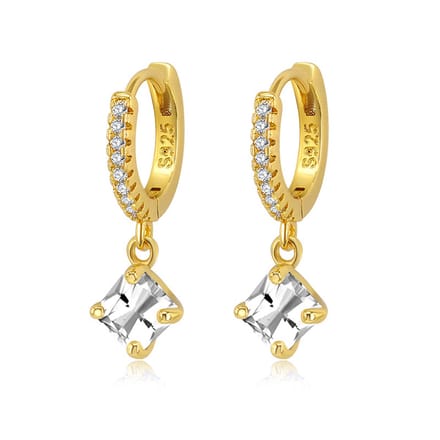 ILVY Oorbellen - Goud Strass | Ø 13 mm | hanger 20 x 5 mm | 925 Silver