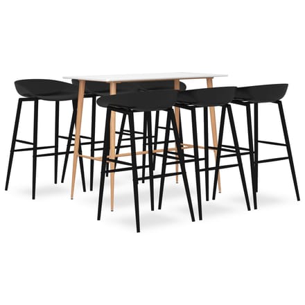 vidaXL - 7-delige - Barset - wit - en - zwart