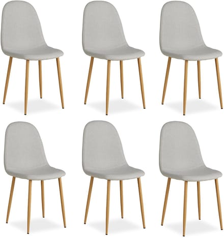 Homestyle4u Eetkamerstoelen - Set van 6 - Grijs - Linnen
