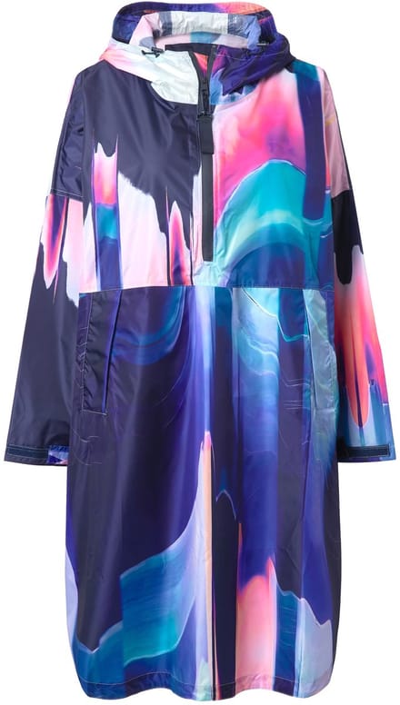 Laurasøn - Dames - Functionele regencape unisex print capuchon - Munt - Maat 1