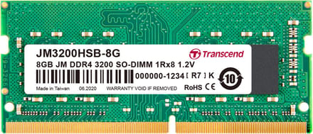Transcend JetRAM - Werkgeheugen - 8GB - DDR4 3200MHz - SO-DIMM - CL22