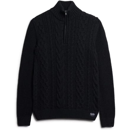 Superdry Gebreide Jacob Kabeltrui met Halve Rits Blauw Grootte: S