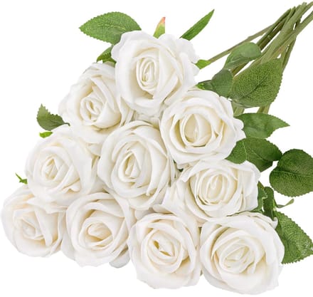 Kunstrozen - Realistische zijdebloemen - set van 10 - 51 cm