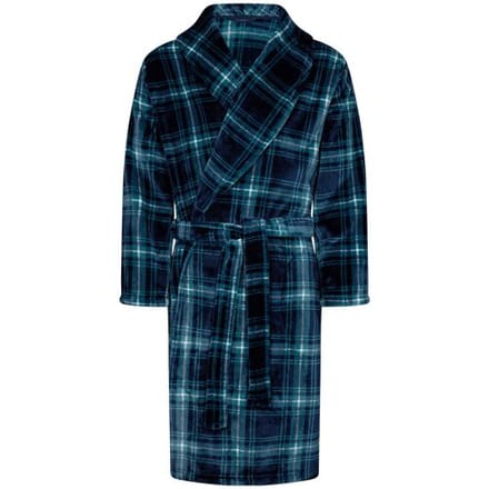 Pastunette Badjas - Nature - Geruit - Blauw / Groen - Fleece - Maat M