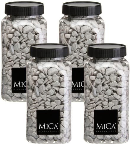 Mica Decorations decoratie steentjes - 4x - grijs - 1 kilo - 650ml - hobby steentjes