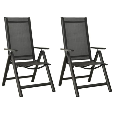 vidaXL - Opklapbare - stoelen, - 2 - stuks, - van - textiel - en - aluminium, - zwart.
