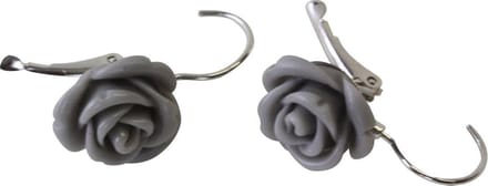 Behave Oorbellen met Grijs Roosje - Elegant en Tijdloos Design