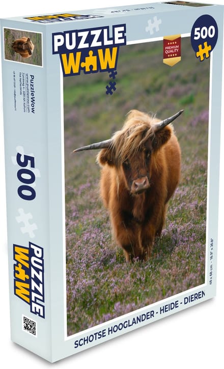 Puzzel Schotse Hooglander - Heide - Dieren - Legpuzzel - Puzzel 500 stukjes