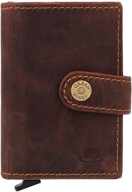 GREENBURRY Leren kaarthoes Vintage Card Slider Brown bruine