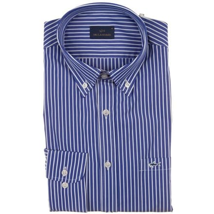 Paul & Shark Overhemd Cotton Poplin Stripe Shirt Kobalt Blauw - Wit / male