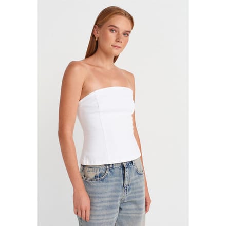Strapless Fitted Peplum Blouse
