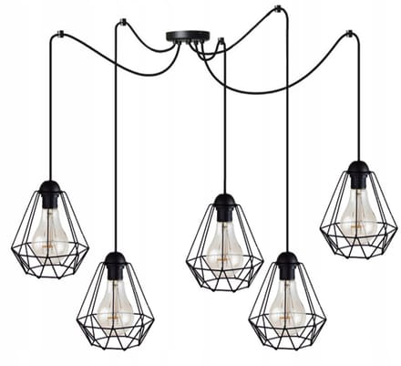 Hanglamp Zwart E27 5x60W 210cm - Industriële Stijl