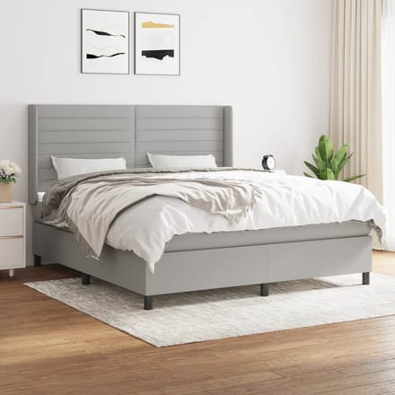 vidaXL - Boxspring - met - matras - stof - lichtgrijs - 180x200 - cm