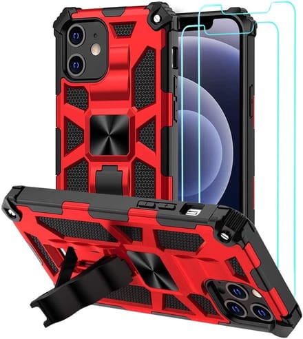 Hoesje Geschikt voor iPhone 12 Mini – Anti-Scratch Shockproof Rood - 2 Pack Screenprotector