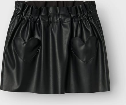 Name It mini meisjes rok PU SIANINA Black Leatherlook 98