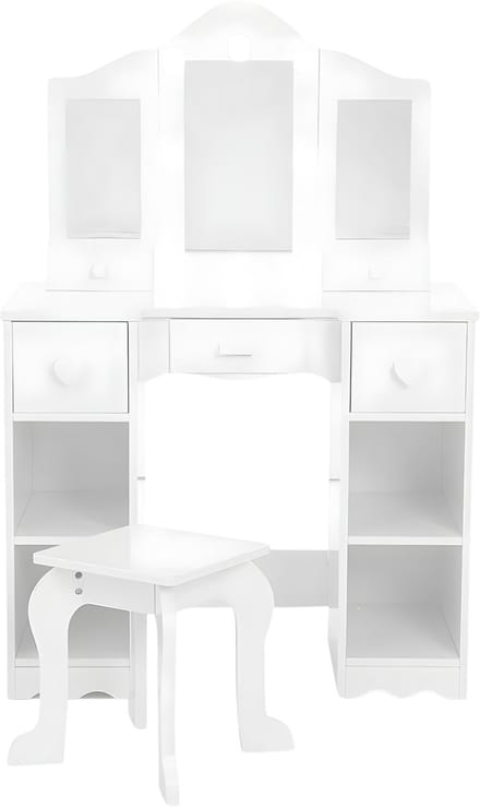 Kinderkaptafel met Spiegel & Stoel - Make-up Speelset voor Peuters - Wit