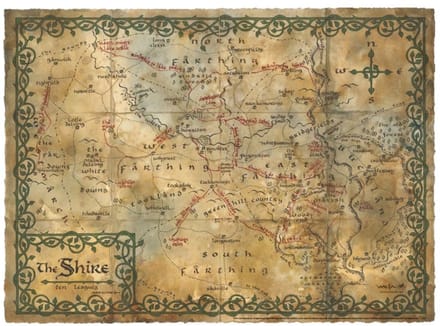 The Hobbit Art Print Map of the Shire 74 x 54 cm