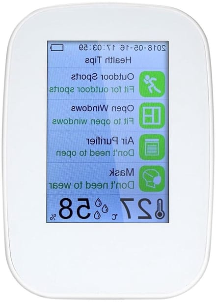 Luchtkwaliteitsmonitor - Luchtkwaliteitmeter Detector - Binnen Luchtkwaliteit Meten - Hoge Precisie Sensor - 84 x 60 x 118 mm - Wit