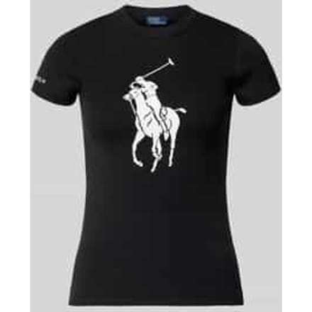 slim fit T-shirt van katoenmix
