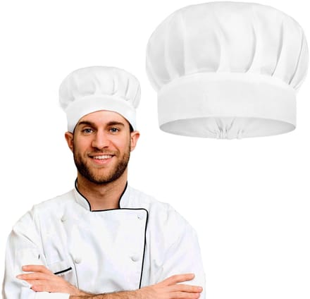 Dailygoods- Koksmuts wit - Verstelbare sluiting - Katoen/Polyester - Ademend materiaal - Bakkersmuts - Eenheidsmaat - Hoogte 21 cm