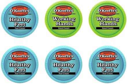 O'Keeffe's 2x Working Hands & 4x Healthy Feet: Hand & Foot Cream Jar Set - 6 pak