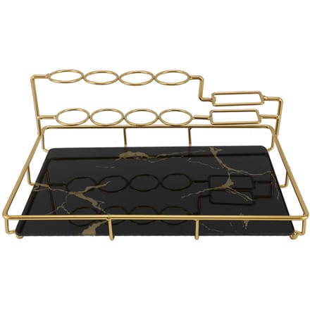 Elektrische Tandenborstelhouder Multifunctioneel Licht Luxe Elegant Steennerf Tandenborstel Tandpasta Organizer voor Aanrecht zwart