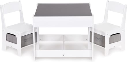 Kindertafel en stoeltjes - 61,5x61,5x48,2cm - MDF - wit grijs