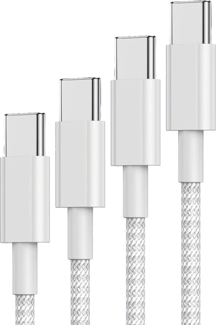 usb C kabel - usb C naar usb C - usb c oplaadkabel - 60w - stevig - sterk - nylon - wit - 2 meter - lang
