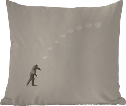 Buitenkussen - Vintage - Maan - Man - 45x45 cm - Weerbestendig