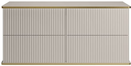 Vente-unique Zwevend badkamermeubel, geribbeld met gouden biesje - Beige - 120 cm - KELIZA