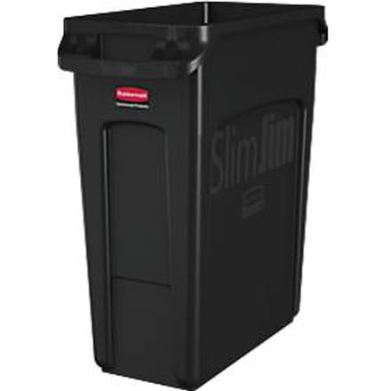 Rubbermaid - Slim Jim met luchtsleuven 60 liter - Polyethylene - zwart - Prullenbak
