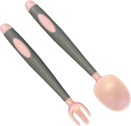 LuxeBass Baby Bestek | Lepel en Vork | Siliconen | Roze
