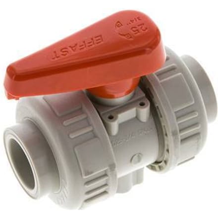 PP-H 2-weg Kogelkraan Dubbele Wartel 25 mm FKM