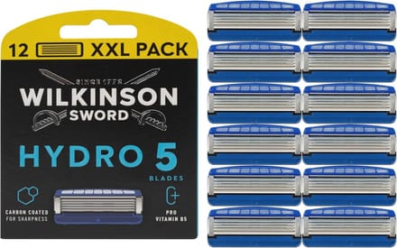 Hydro 5 Scheermesjes voor Mannen - 12 Stuks met Hydraterende Gel en Trimmer