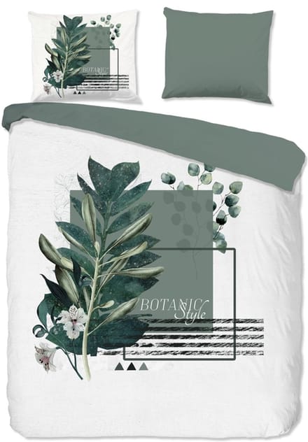 Pure dekbedovertrek grafisch blad - Lits jumeaux 240x200/220 cm - Groen - Microvezel