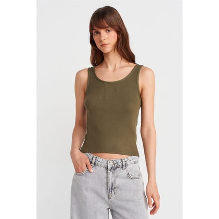 Geribbelde Mouwloze Gebreide Camisole Blouse