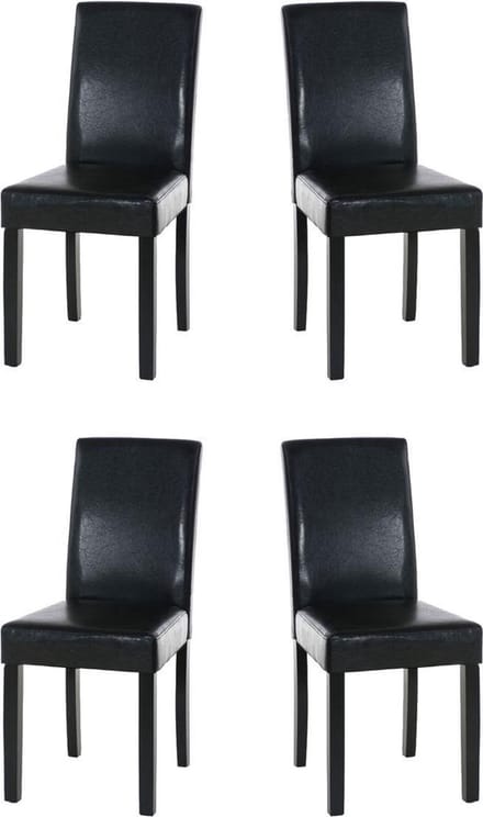 CLP Ina Set van 4 Eetkamerstoelen - Kunstleer bruin zwart