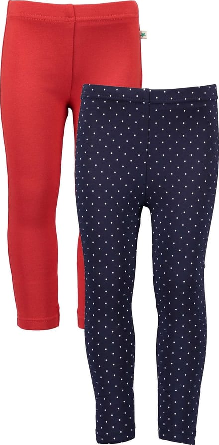 Blue Seven - Leggings - 2pack - Blauw met stip - Rood - 122