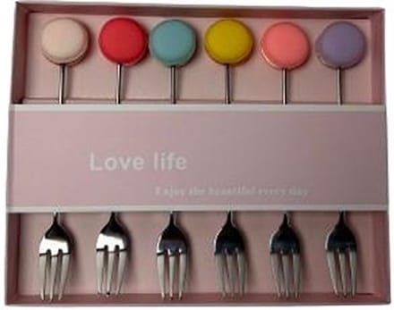Love Life - Gebaksvorkjes - Taartvorkjes - Macaron - 6 Stuks