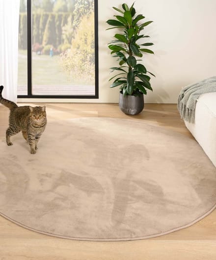 Rond zacht vloerkleed - Plush beige 120