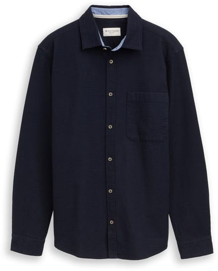 Tom Tailor - Regular fit overhemd met wafelstructuur - Maat S - sky captain blue