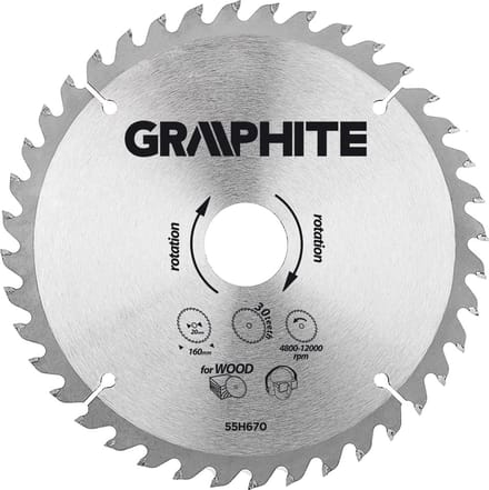 Graphite Cirkelzaagblad Voor Hout 160x20x30 TCT