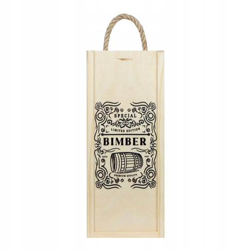 Bimberek - Houten Geschenkdoos Voor Flessen - Bimber Print - 26x10.5x8 cm