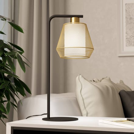 EGLO Ciudadela Tafellamp - E27 - 50 cm - Zwart|Goud|Wit - Staal|Textiel