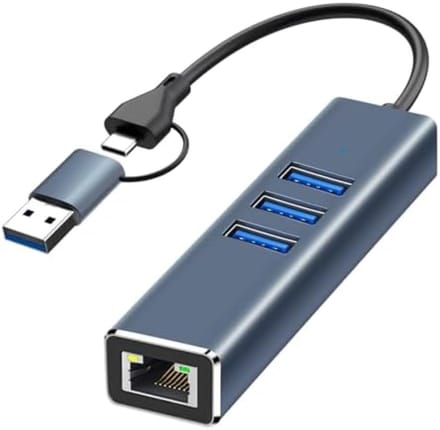 USBC naar Ethernet Adapter met 3 x USB 3.0 - 1000Mbps Gigabit LAN-Netwerkadapter voor Windows en Mac